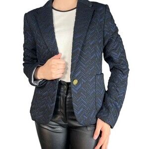 ANTHROPOLOGIE CARTONNIER Cropped BLAZER NWT Women's Sz 6 Black Blue Y2K Menswear